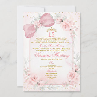 Spanische Röte Pink Schleife Kokette Prinzessin 15 Einladung
