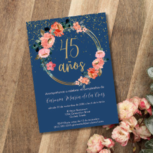 Spanische Schöne Chic Florale 45. Geburtstagsfeier Einladung
