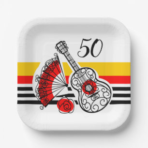 Spanische Souvenirs Classic Stripe 50 Alter Quadra Pappteller