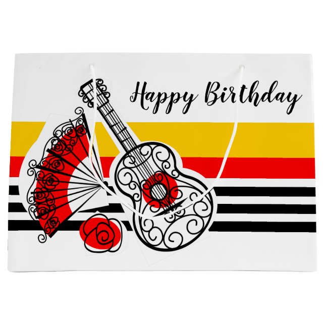 Spanische Souvenirs Classic Stripe Geburtstag groß Große Geschenktüte (Vorderseite)