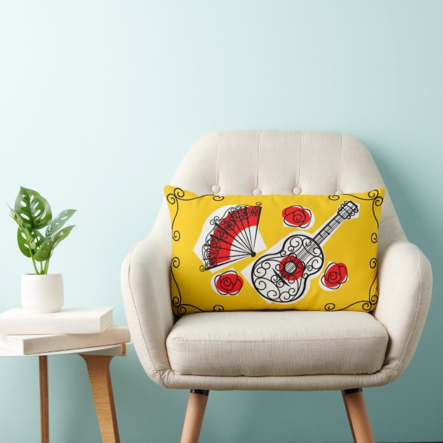 Spanische Souvenirs-Ecken gestreift zurück Lumbar Lendenkissen (Stuhl )