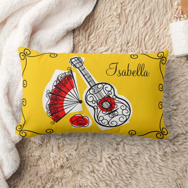 Spanische Souvenirs "Name" Ecken rot zurück Lumbar Lendenkissen (Decke)