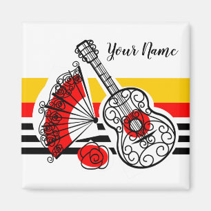 Spanische Souvenirs Stripe Klassischer Name Quadra Magnet
