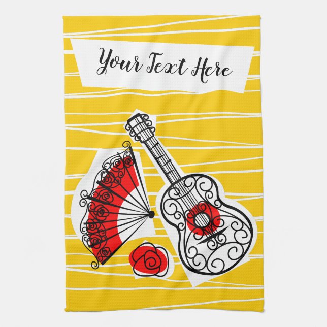 Spanische Souvenirs Text Küchentuch (Vertikal)