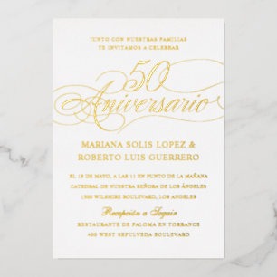 Spanische Sprache 50. Hochzeitstag Folieneinladung