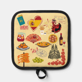 Spanische Symbole für Reisende Topflappen