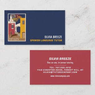 Spanische Szene, Spanischer Sprachlehrer, Lehrer Visitenkarte