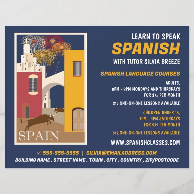 Spanische Szene, Werbung für Spanischkurse Flyer (Vorne)