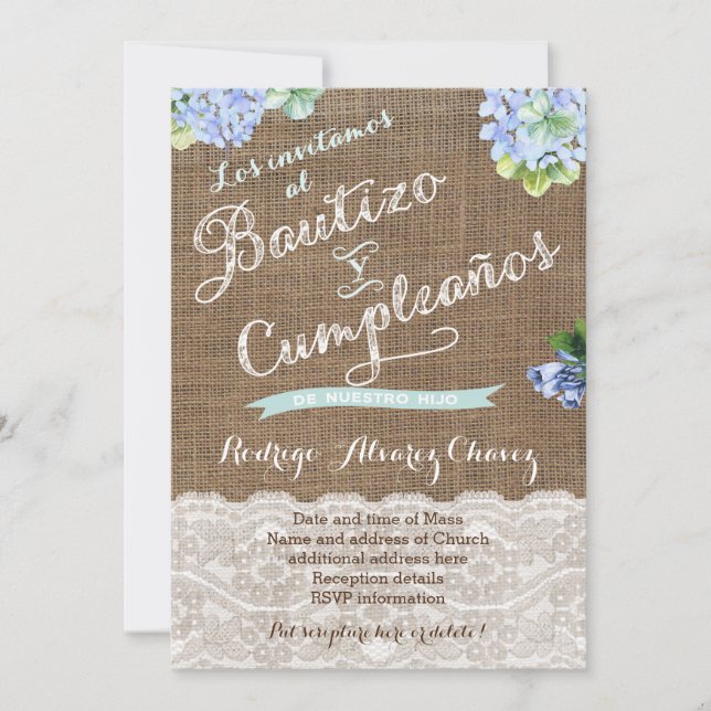 Spanische Taufe und Geburtstag | Cumple y Bautizo Einladung (Vorderseite)