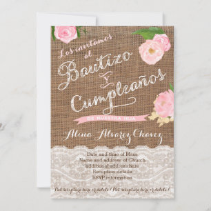 Spanische Taufe und Geburtstag laden Mädchen ein Einladung