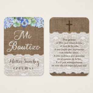Spanische Taufkarte Tag Recuerdo de Bautizo Karte
