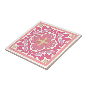 Spanische Tile in sanften Rose Korallen & Beige Ge Fliese