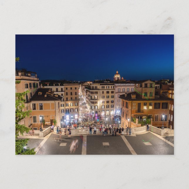 Spanische Treppe und Piazza di Spagna bei Dämmerun Postkarte (Vorderseite)