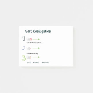 Spanische Verb-Konjugationspraxis (derzeit Zement) Post-it Klebezettel