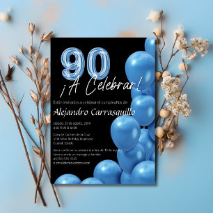 Spanische Veredelte Blaue Luftballons Schwarz 90. Einladung