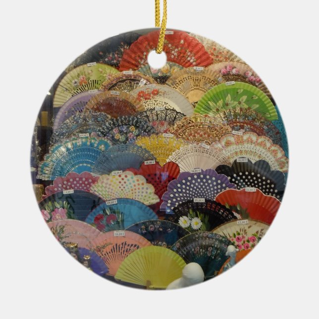 Spanische Verzierung - Flamenco-Fans Keramikornament (Vorne)