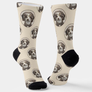 Spanische Wasserpfeifenmalerei Bicolor Dog Art Socken