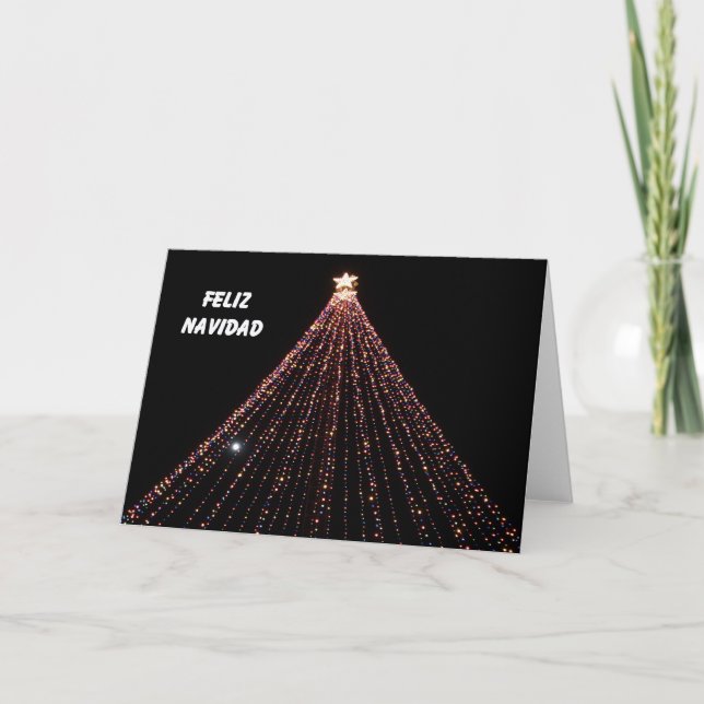 Spanische Weihnachtskarte -- Baum der Lichter Feiertagskarte (Vorderseite)
