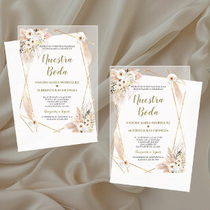 Spanische Wüstenweiße Rosen Gold Unsere Hochzeit Acryleinladungen