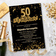 Spanischer Black & Gold Confetti 50. Geburtstag