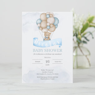 Spanischer Blau Bär Baby Shower Einladung