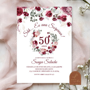 Spanischer Blush und Burgund Sorpresa Geburtstag Einladung