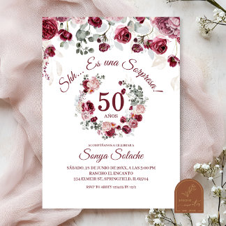 Spanischer Blush und Burgund Sorpresa Geburtstag Einladung