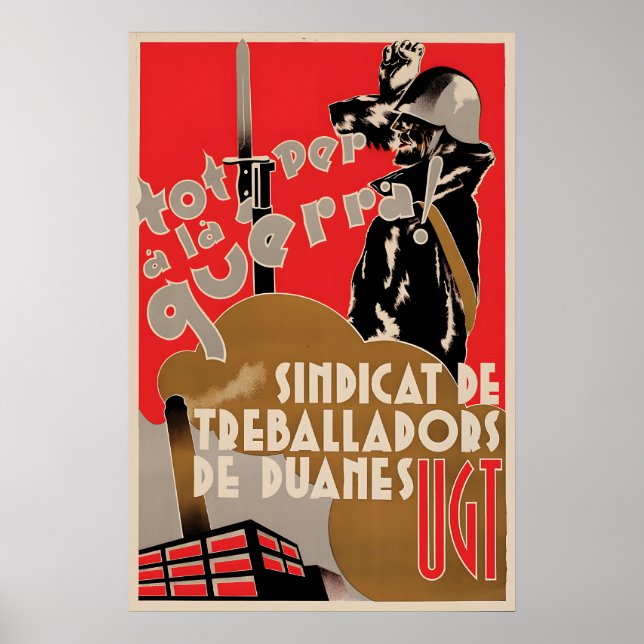 Spanischer Bürgerkrieg Plakat All für den Krieg! Z (Vorne)