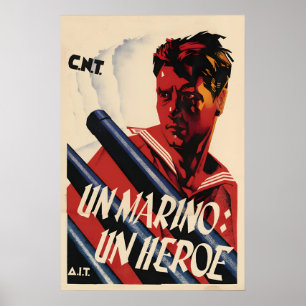 Spanischer Bürgerkrieg Poster CNT Ein Matrose Ein