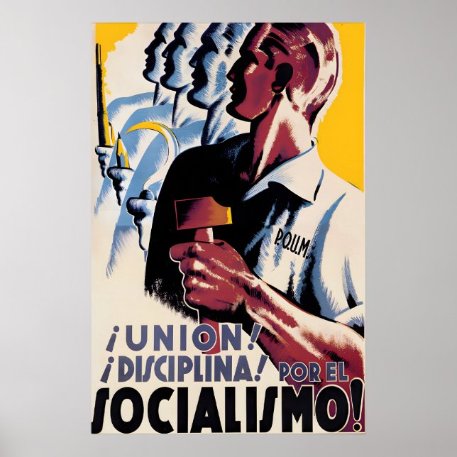 Spanischer Bürgerkrieg Poster POUM Einheit! Diszip (Vorne)