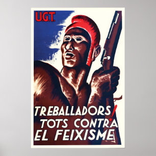Spanischer Bürgerkrieg Poster UGT Arbeiter! Kämpft