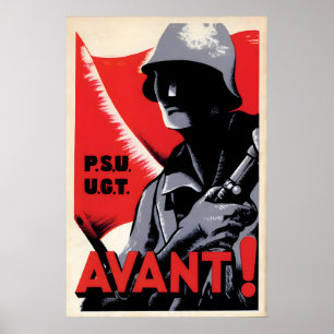Spanischer Bürgerkrieg Propagandaposter PSU UGT Poster