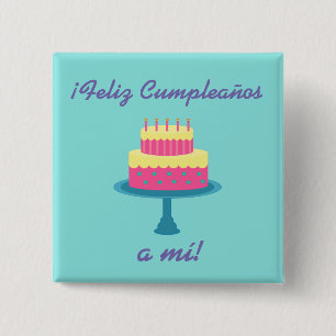 Spanischer Button "Feliz cumpleaños" "Happy Birthd