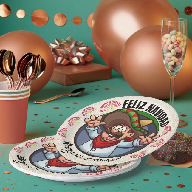 Spanischer Charakter Frohe Weihnachten Pappteller (Multi)