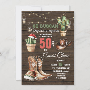 Spanischer Cowboy Cactus Christmas 50 Años Geburts Einladung