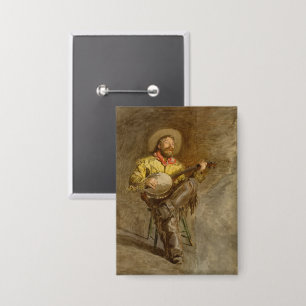 Spanischer Cowboy singt mit Banjo Trail Song Button