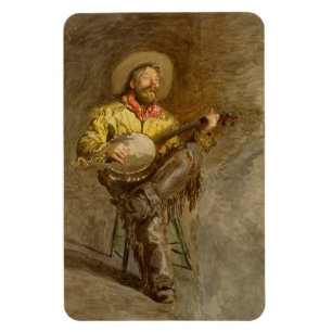Spanischer Cowboy singt Trail-Song mit Banjo Magnet