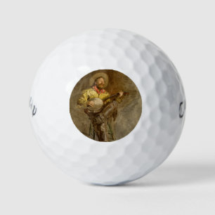 Spanischer Cowboy singt Trail Song mit Banjo-Spiel Golfball