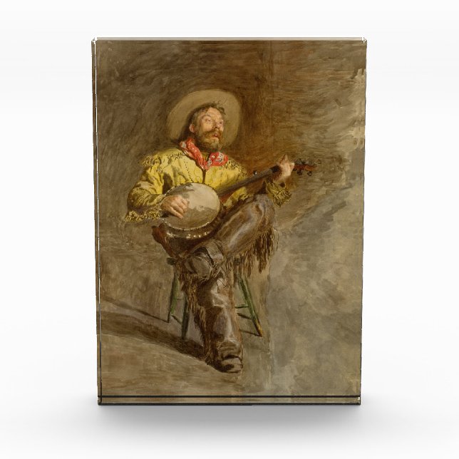 Spanischer Cowboy und Banjo Playing Trail Song Fotoblock (Vorderseite)