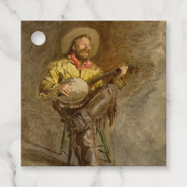 Spanischer Cowboy und Banjo Playing Trail Song Geschenkanhänger (Vorderseite)