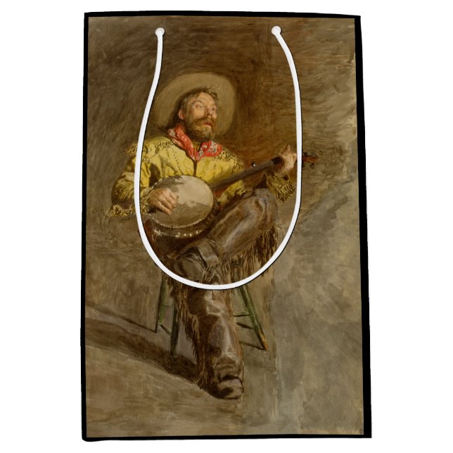 Spanischer Cowboy und Banjo Playing Trail Song Mittlere Geschenktüte (Vorderseite)