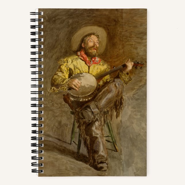 Spanischer Cowboy und Banjo Playing Trail Song Notizbuch (Vorderseite)