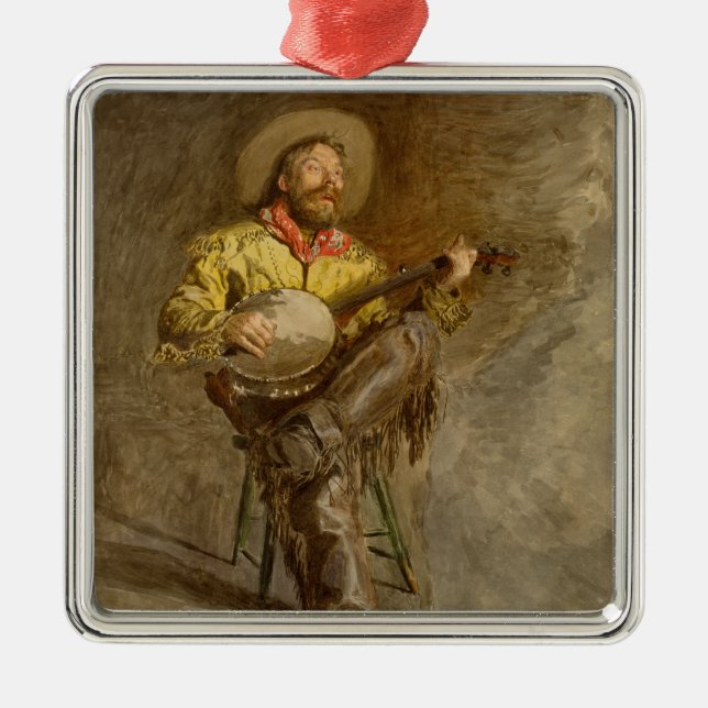 Spanischer Cowboy und Banjo Playing Trail Song Ornament Aus Metall (Vorne)