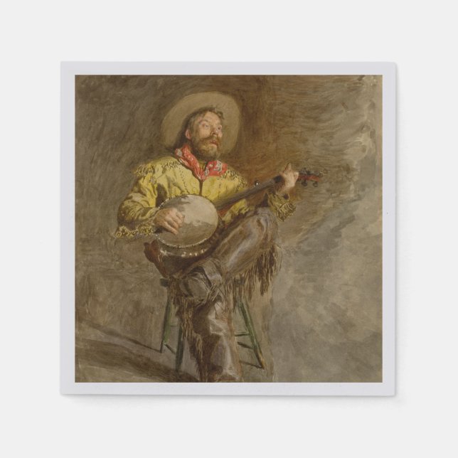 Spanischer Cowboy und Banjo Playing Trail Song Serviette (Vorderseite)