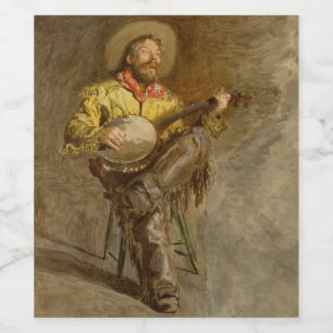 Spanischer Cowboy und Banjo Playing Trail Song Weinetikett