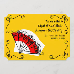 Spanischer Fan bringt horizontales in Verlegenheit Einladung