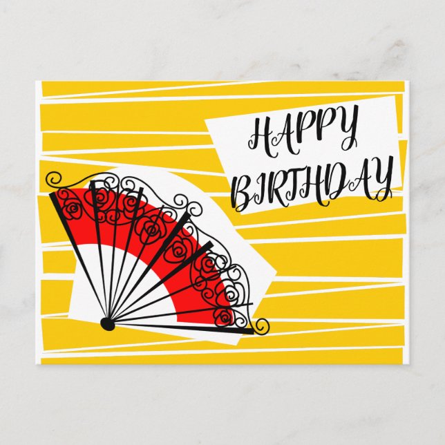 Spanischer Fan Geburtstagslandschaft Postkarte (Vorderseite)