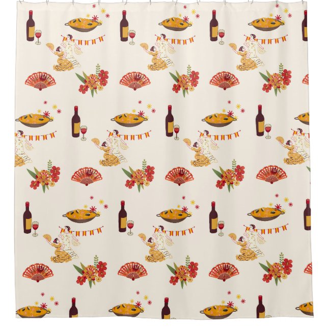 Spanischer Fiesta-Stil Duschvorhang (Vorderseite)