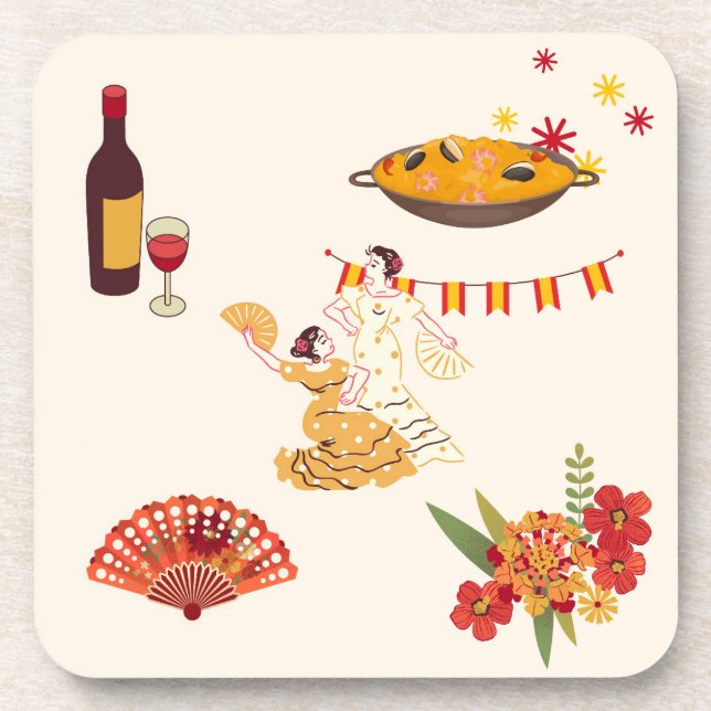 Spanischer Fiesta-Stil Getränkeuntersetzer (Vorderseite)