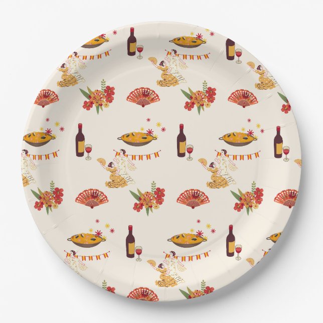 Spanischer Fiesta-Stil Pappteller (Vorderseite)
